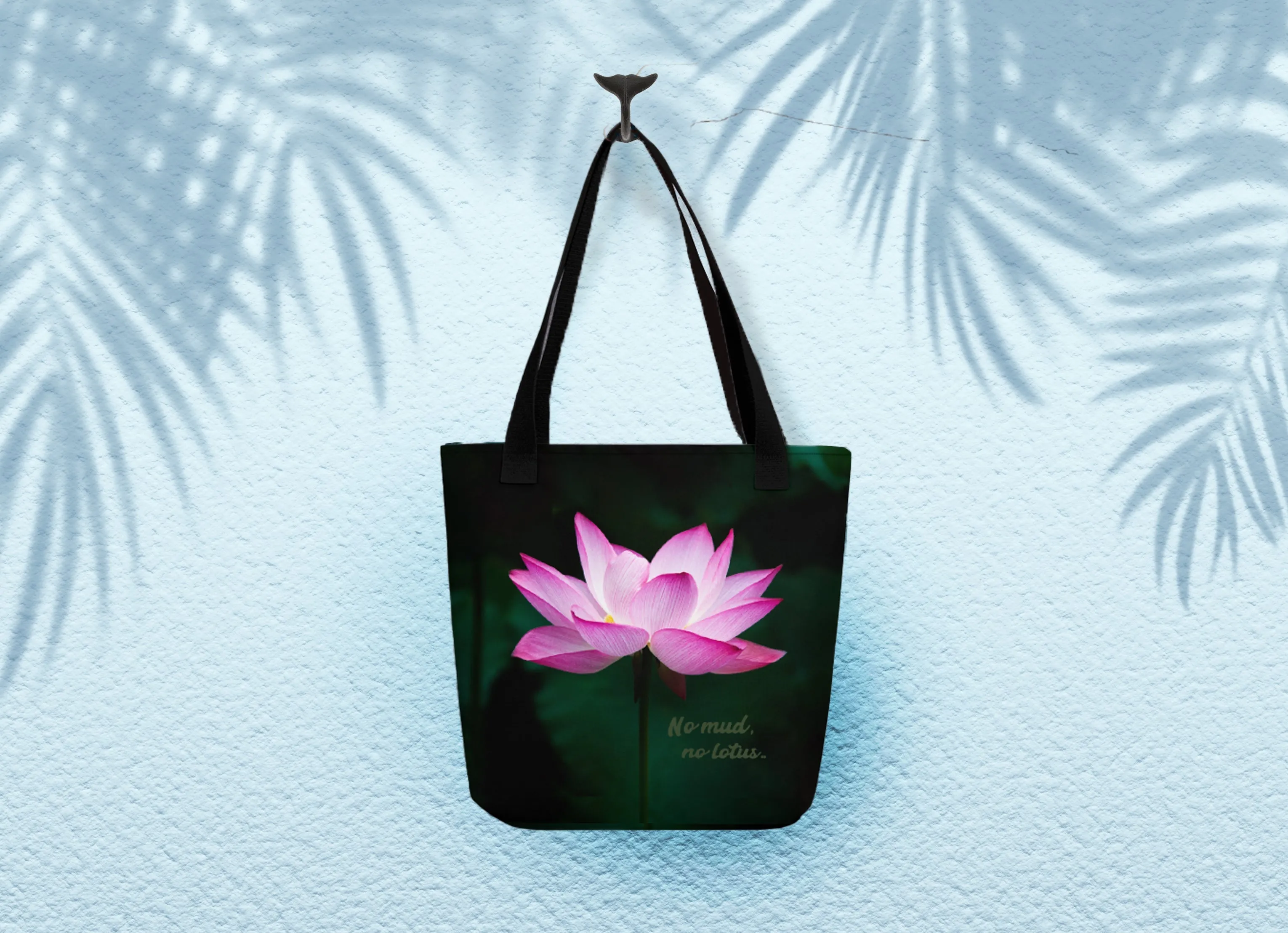 No mud no lotus yoga tote bag - womens tote bag - beach tote bag - Eco friendly tote bag - reusable grocery bag