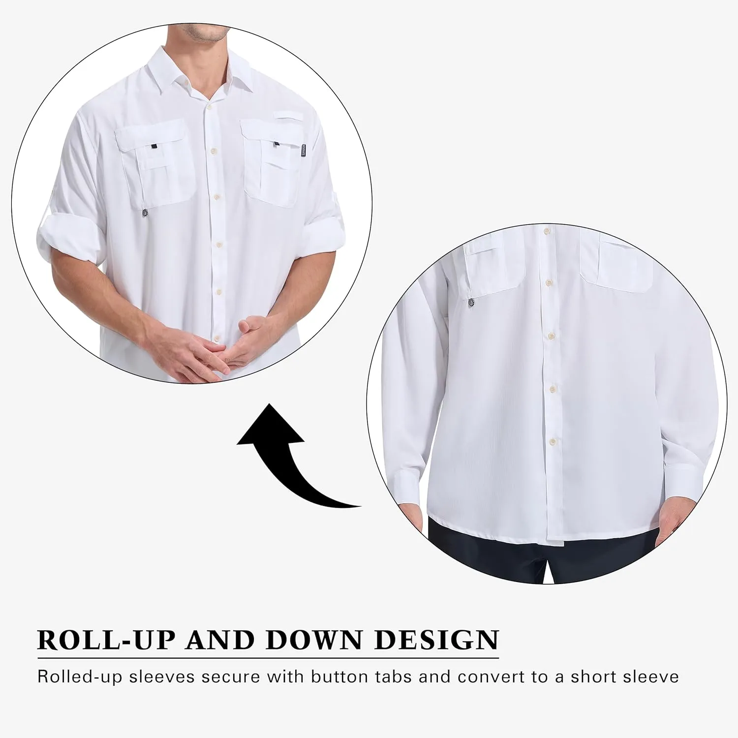 NOMINATE Mens Long Sleeve Fishing Shirts UPF 50  UV Protection Sun Shirts Quick Drying Hiking Lightweight