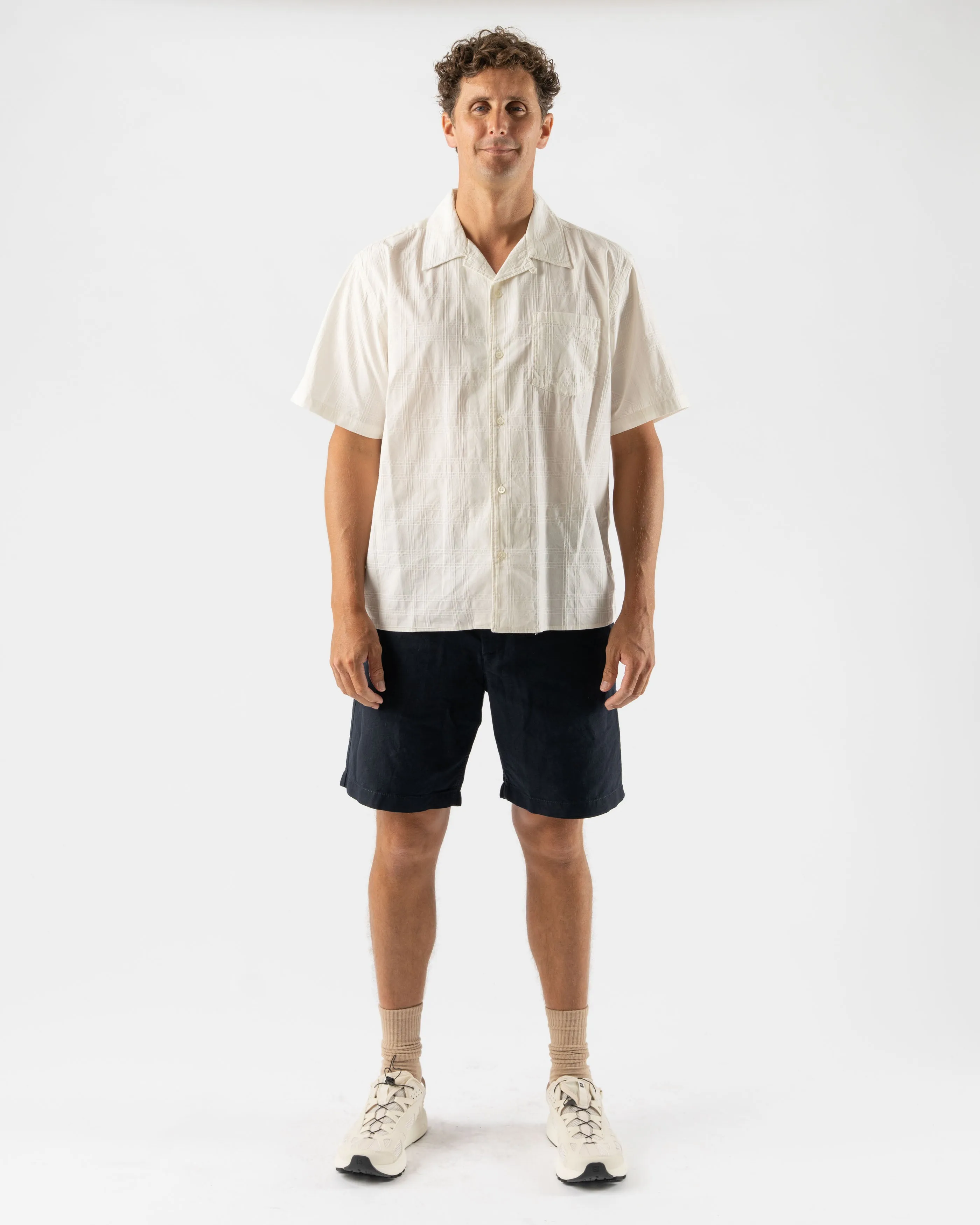Norse Projects Carsten Relaxed Dobby Check Shirt in Ecru