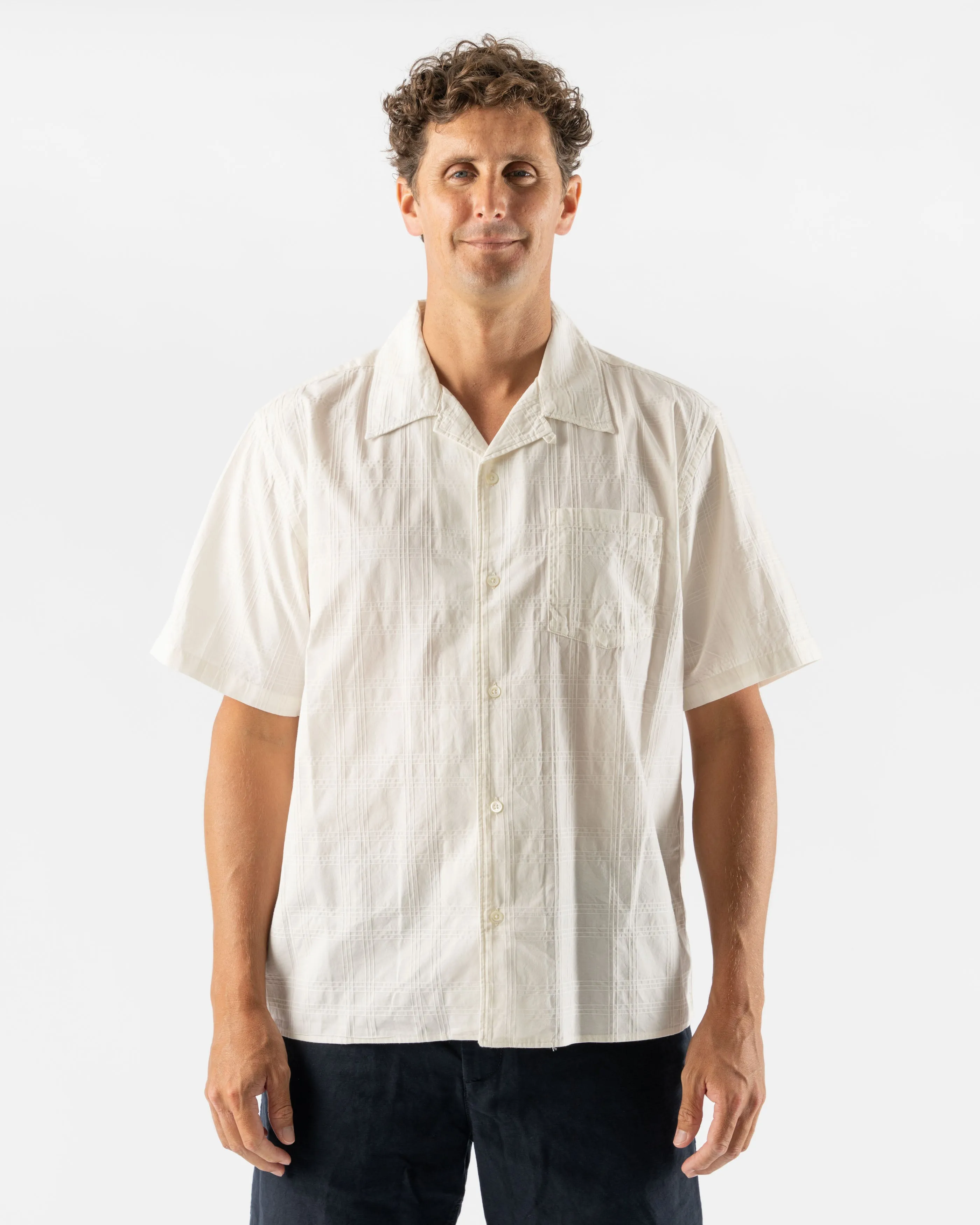 Norse Projects Carsten Relaxed Dobby Check Shirt in Ecru