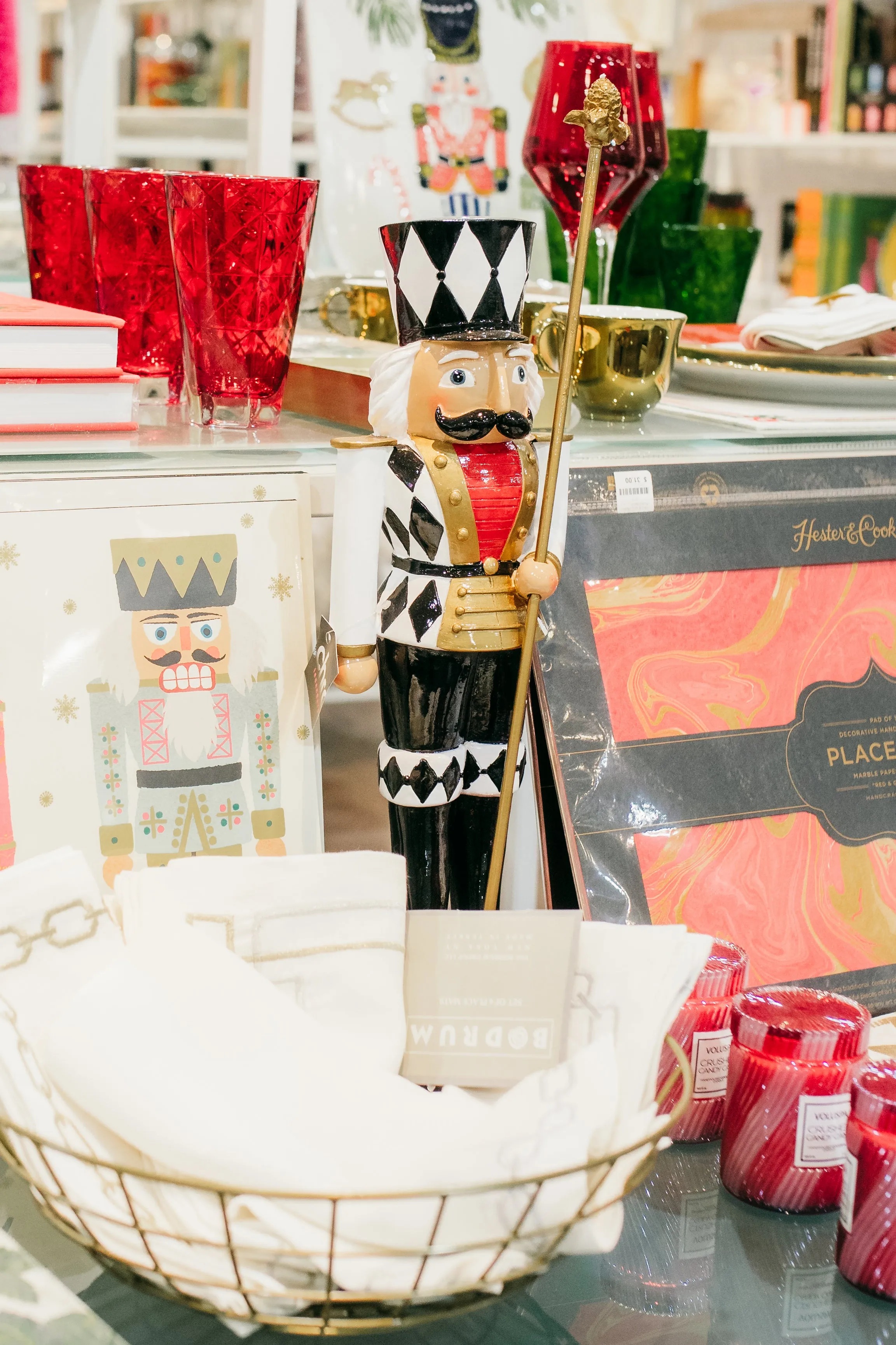 Nutcracker with Staff in Red & White 20''