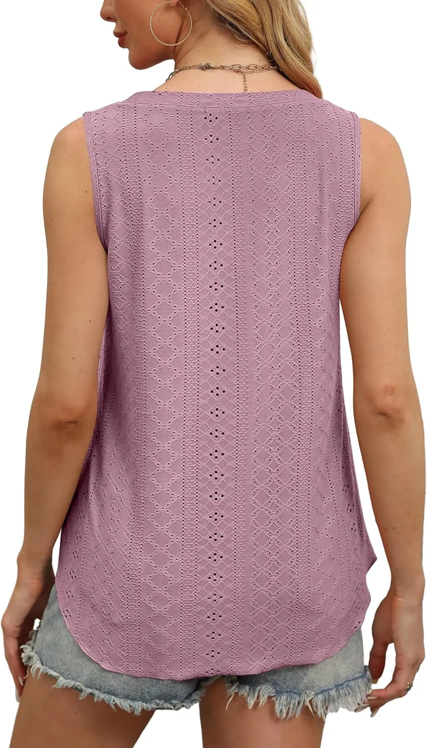 OFEEFAN Womens Tank Tops V Neck Sleeveless Flowy Loose Fit Basic Casual Summer Tops