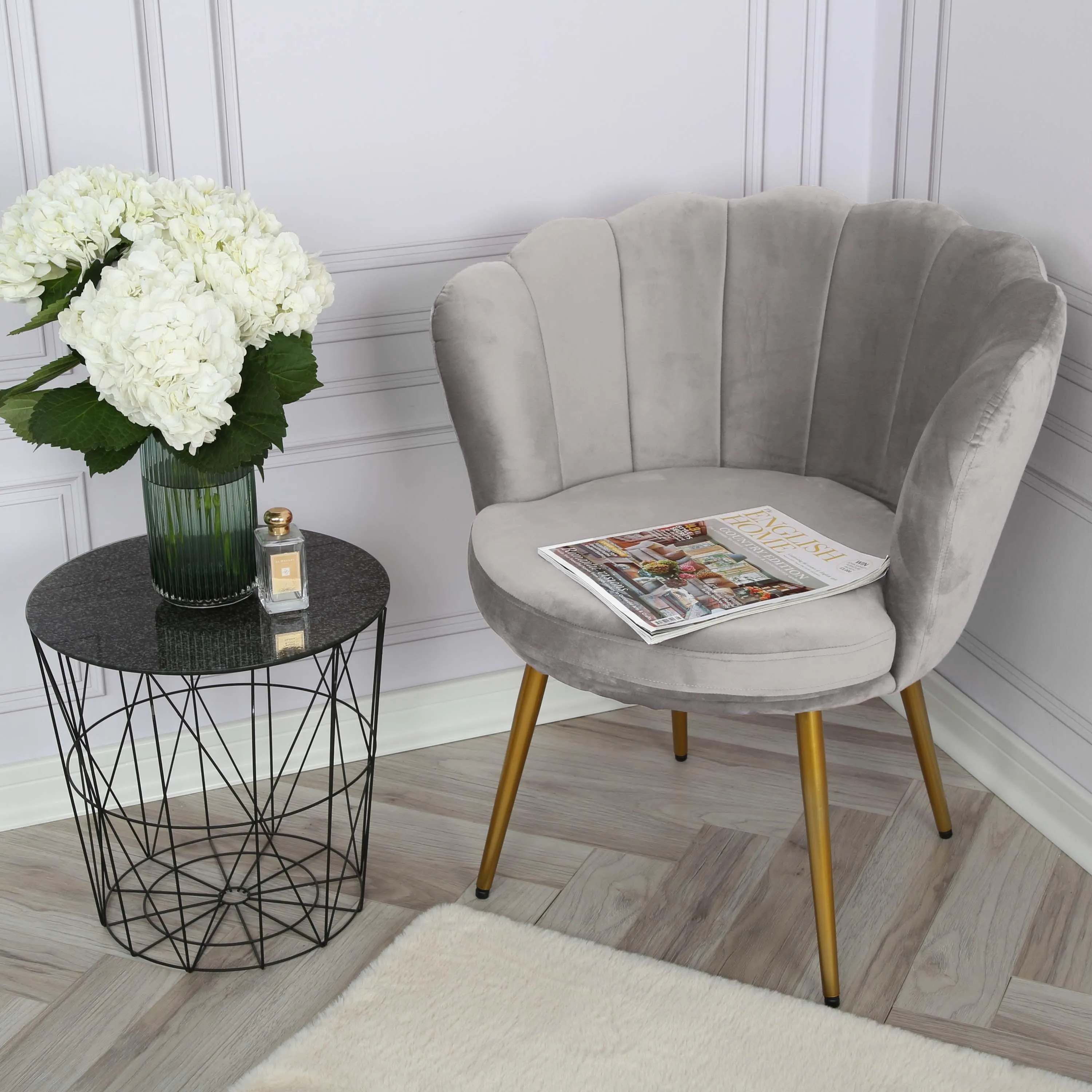 Outlet - Flora Accent Chair - Scalloped - Grey