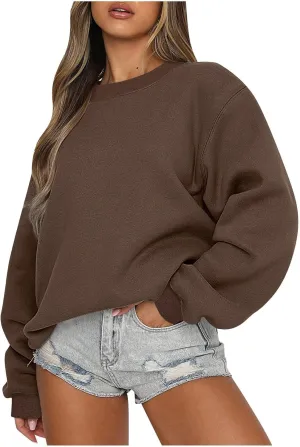 Oversized Crewneck Sweatshirts Women Long Sleeve Fleece Pullover Tops Fall Y2k Sweater Cute Hoodies for Teen Girls