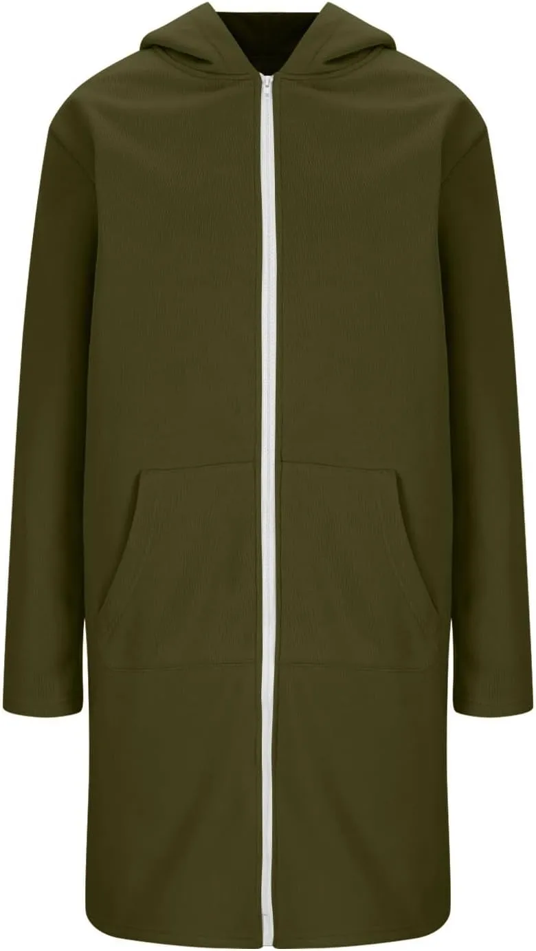 Oversized Hoodies for Women Zip Up Knee Length Tunic Sweatshirts Casual Long Sleeve Hooded Jackets With Pockets