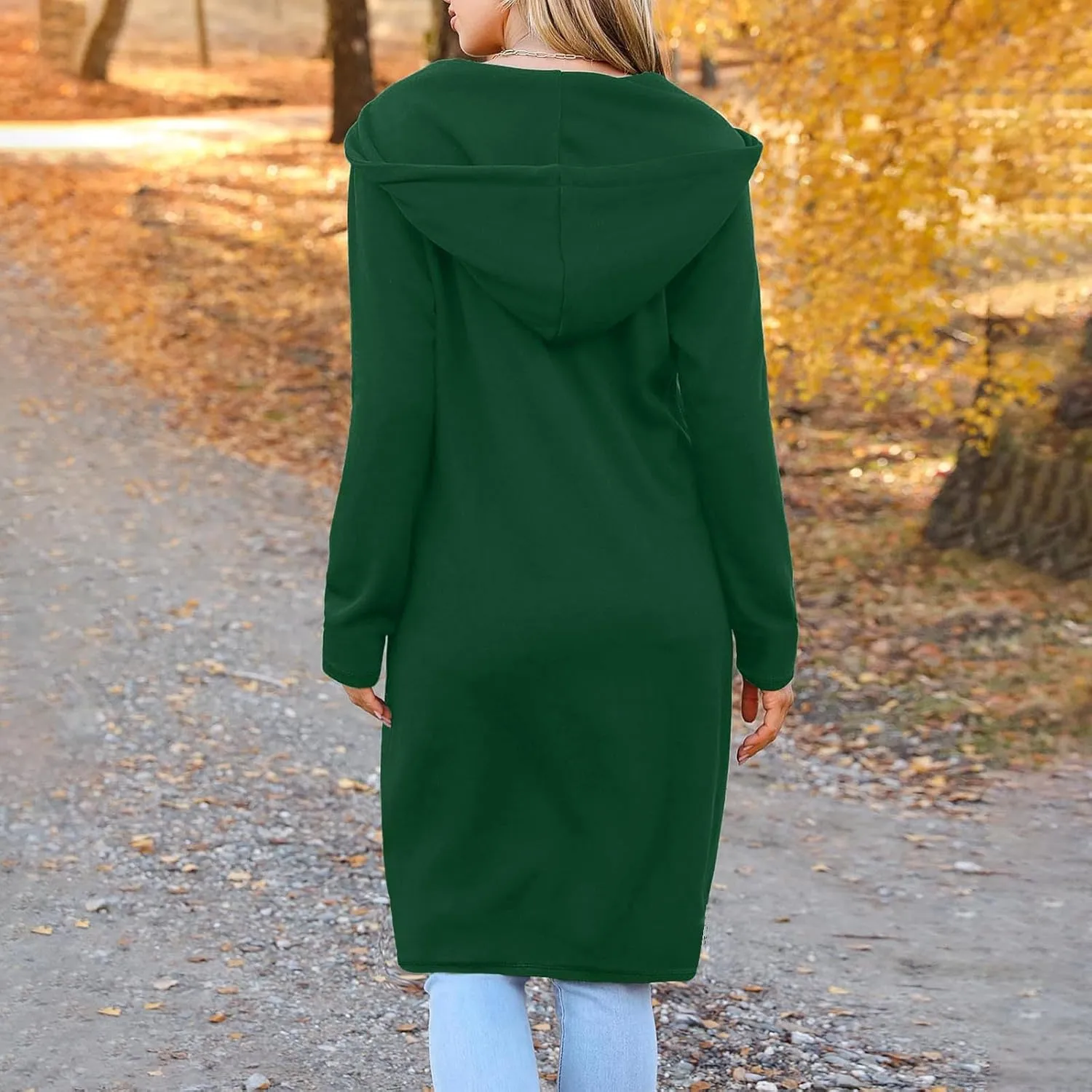 Oversized Hoodies for Women Zip Up Knee Length Tunic Sweatshirts Casual Long Sleeve Hooded Jackets With Pockets