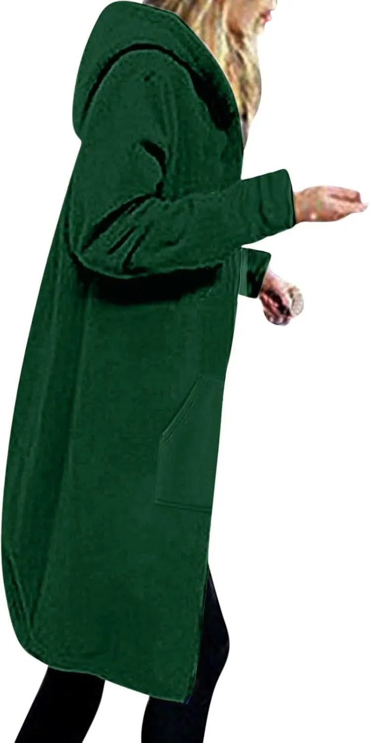 Oversized Hoodies for Women Zip Up Knee Length Tunic Sweatshirts Casual Long Sleeve Hooded Jackets With Pockets