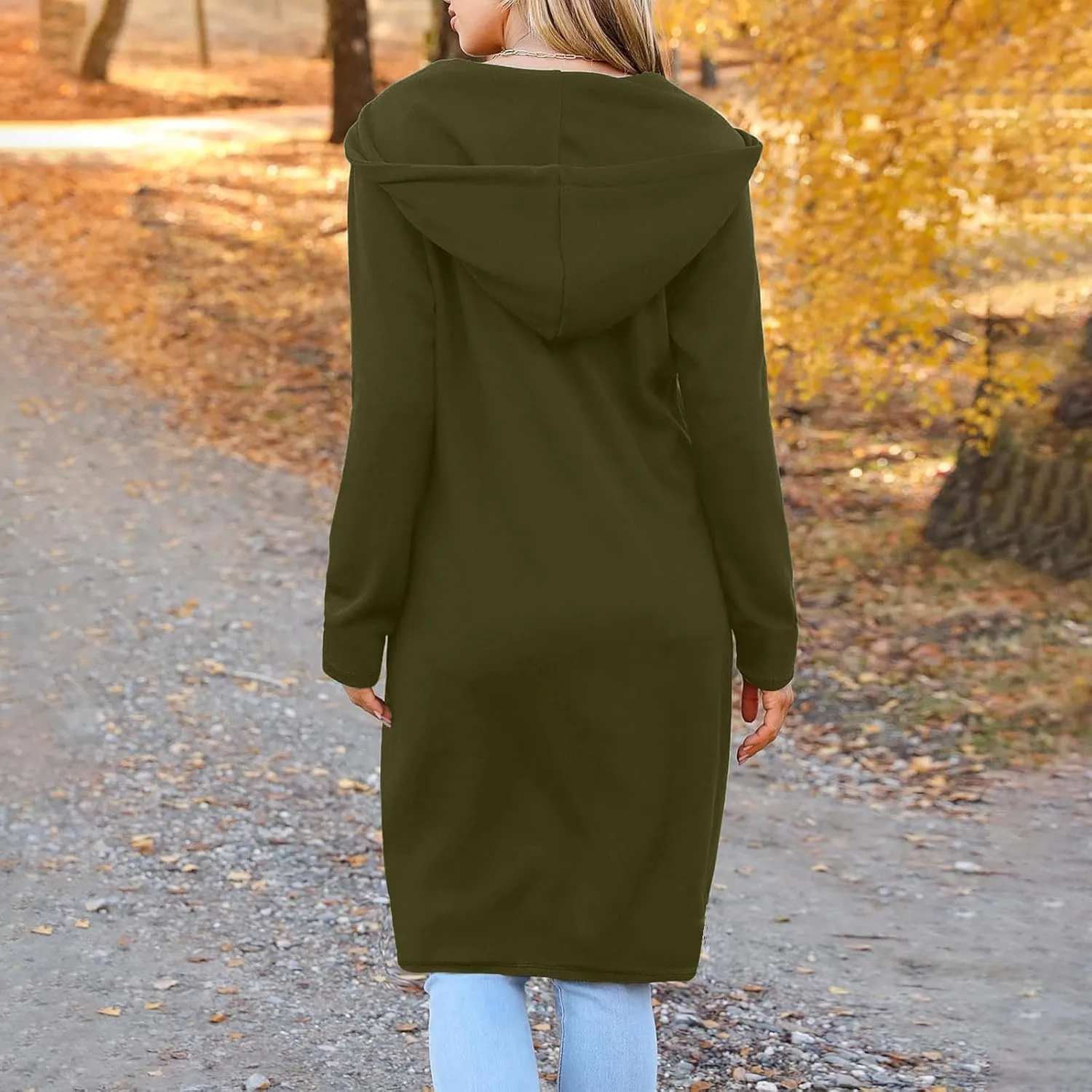 Oversized Hoodies for Women Zip Up Knee Length Tunic Sweatshirts Casual Long Sleeve Hooded Jackets With Pockets