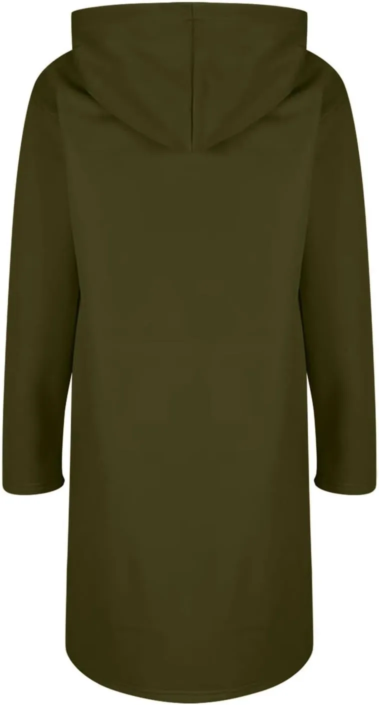 Oversized Hoodies for Women Zip Up Knee Length Tunic Sweatshirts Casual Long Sleeve Hooded Jackets With Pockets