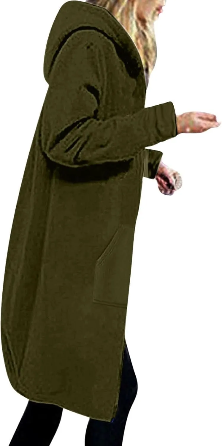 Oversized Hoodies for Women Zip Up Knee Length Tunic Sweatshirts Casual Long Sleeve Hooded Jackets With Pockets
