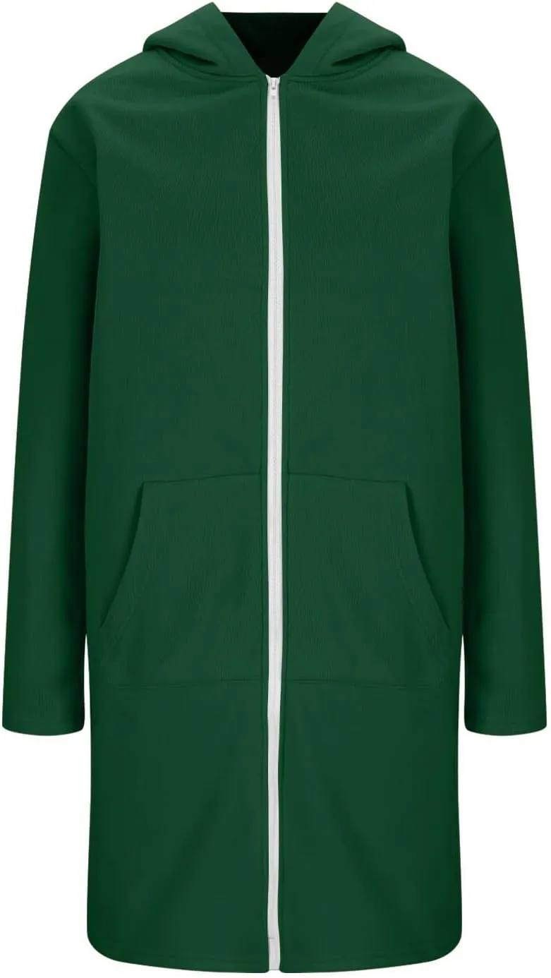 Oversized Hoodies for Women Zip Up Knee Length Tunic Sweatshirts Casual Long Sleeve Hooded Jackets With Pockets