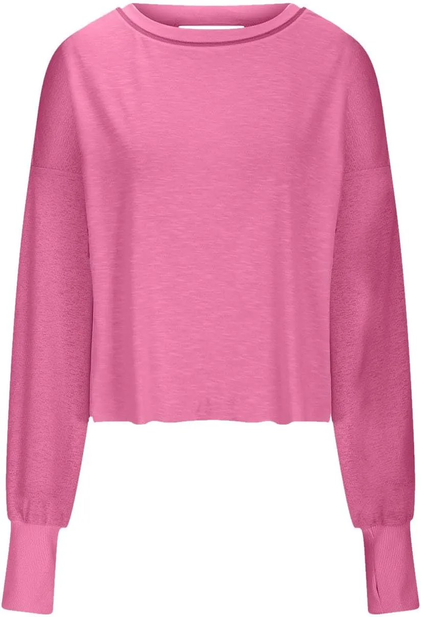 Oversized Sweatshirt for Women Crewneck Long Sleeve Tops Open Back Cross Hem Loose Fall Hoodie Casual Pullover