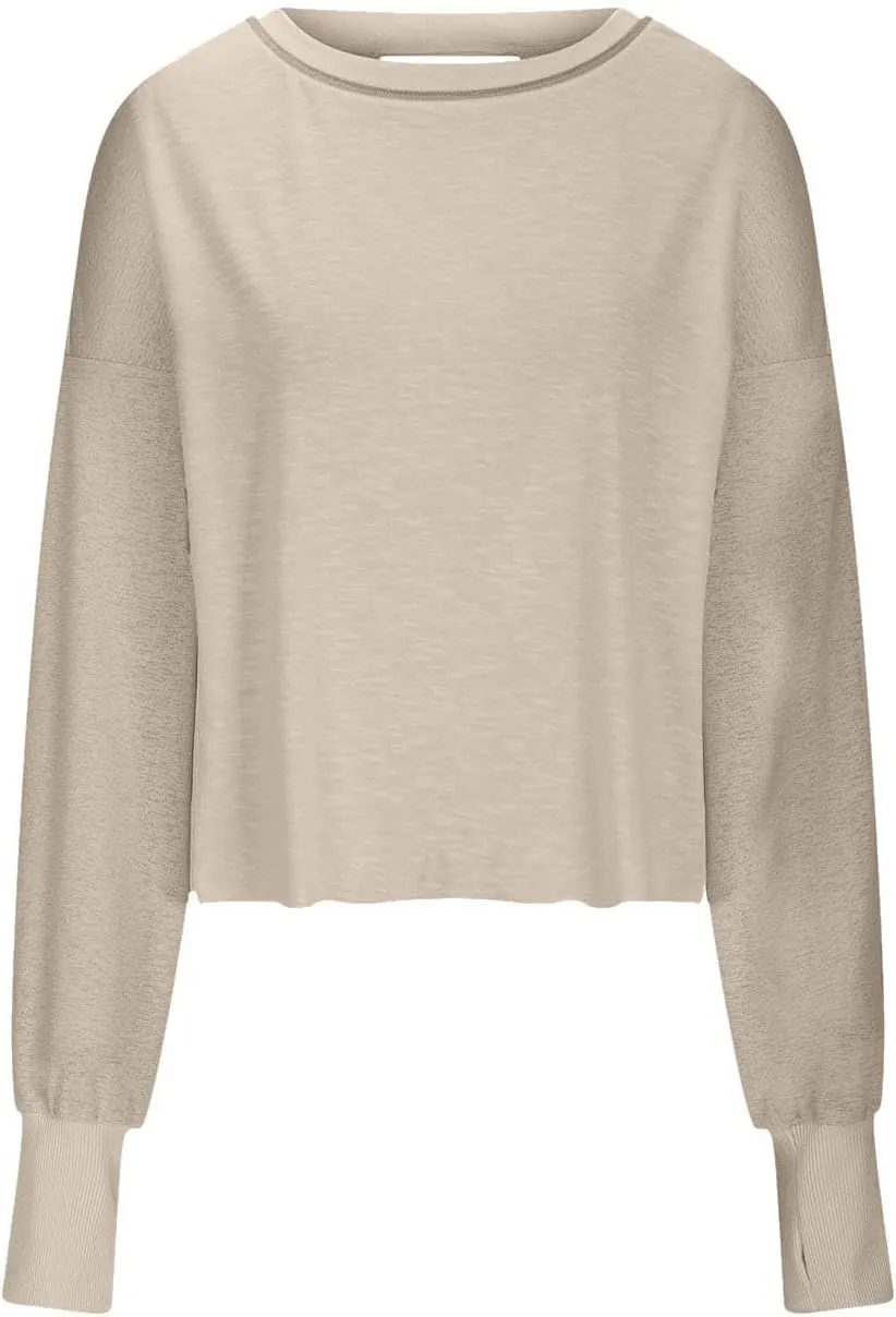 Oversized Sweatshirt for Women Crewneck Long Sleeve Tops Open Back Cross Hem Loose Fall Hoodie Casual Pullover