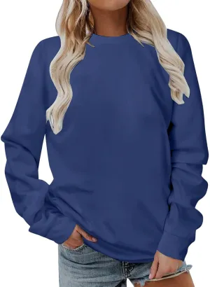 Oversized Sweatshirt for Women Long Sleeve Crewneck Sweatshirt Solid Color Casual Loose Sweatshirt Cute Pullover