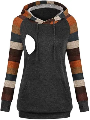 Oversized Sweatshirt For Women Pregnant Oversized Long Hoodie Raglan Sleeve Long Sleeve Drawstring Sweatshirt 2024 Breastfeeding Loose Pullover Top Gy1 Large