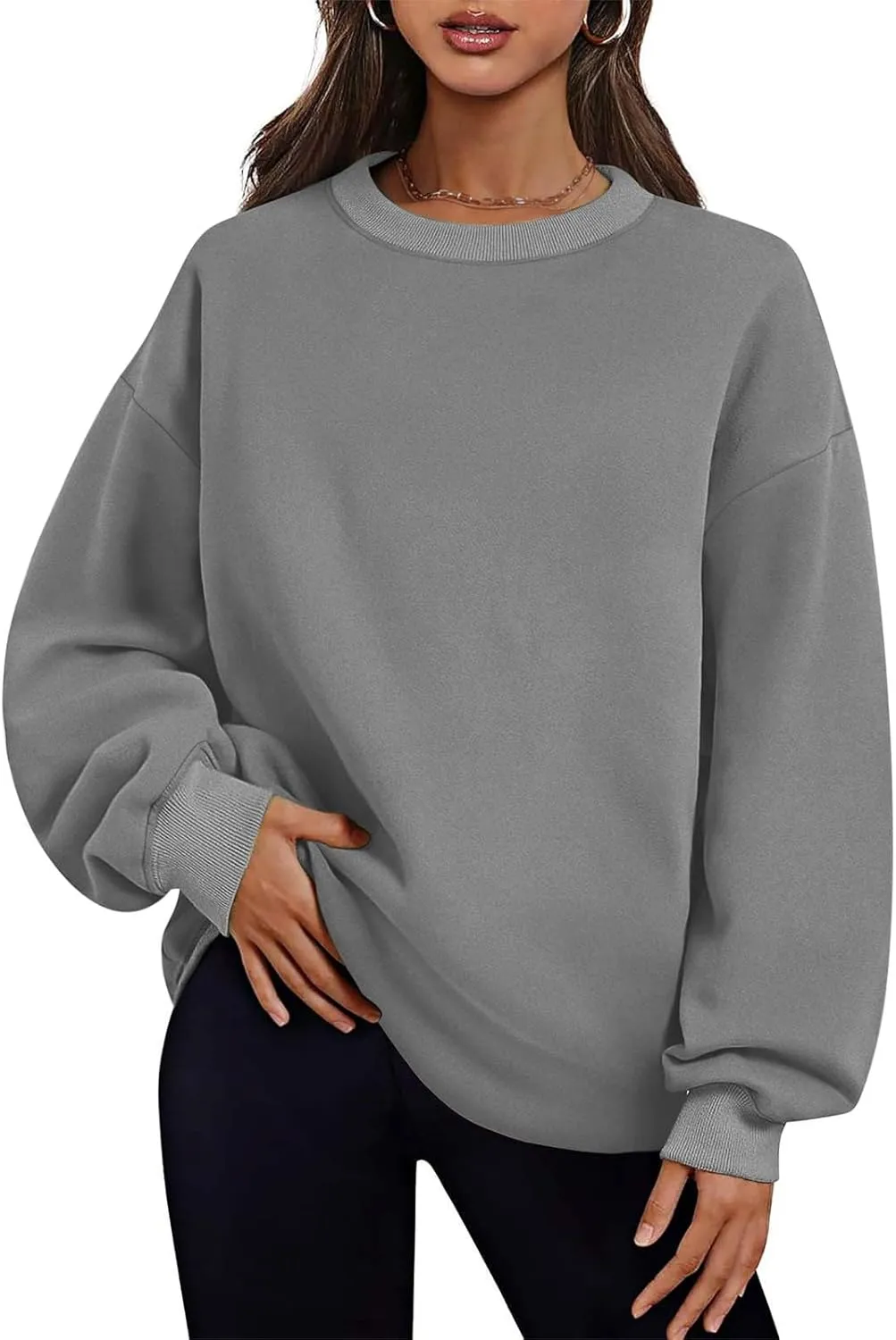 Oversized Sweatshirts for Women 2024 Trendy Long Sleeve Crewneck Tops Fall Sweaters Pullover Sweatshirt with Pockets