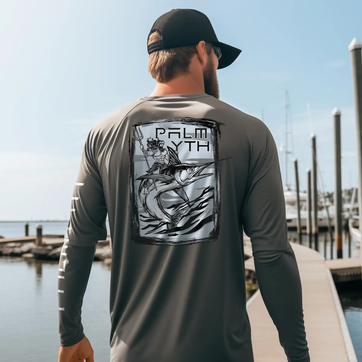 Palmyth Fishing Shirts for Men Long Sleeve Sun Protection Shirts UV UPF 50  T-Shirt Quick Dry