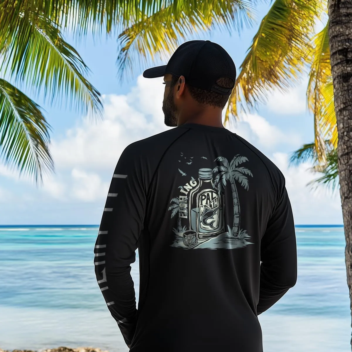 Palmyth Mens Fishing Shirts Sun Protection T-Shirts UV UPF 50  Long Sleeve Rash Guard Tee