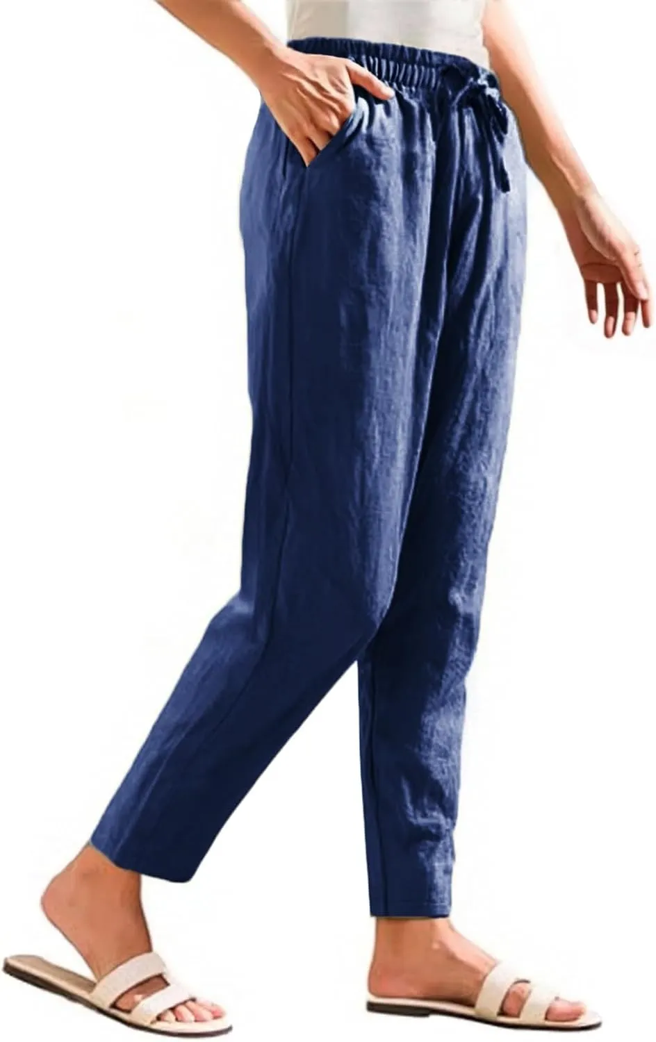 Pants for Women, Pants Women Casual Peasant Linen Straight Leg Cotton Plus