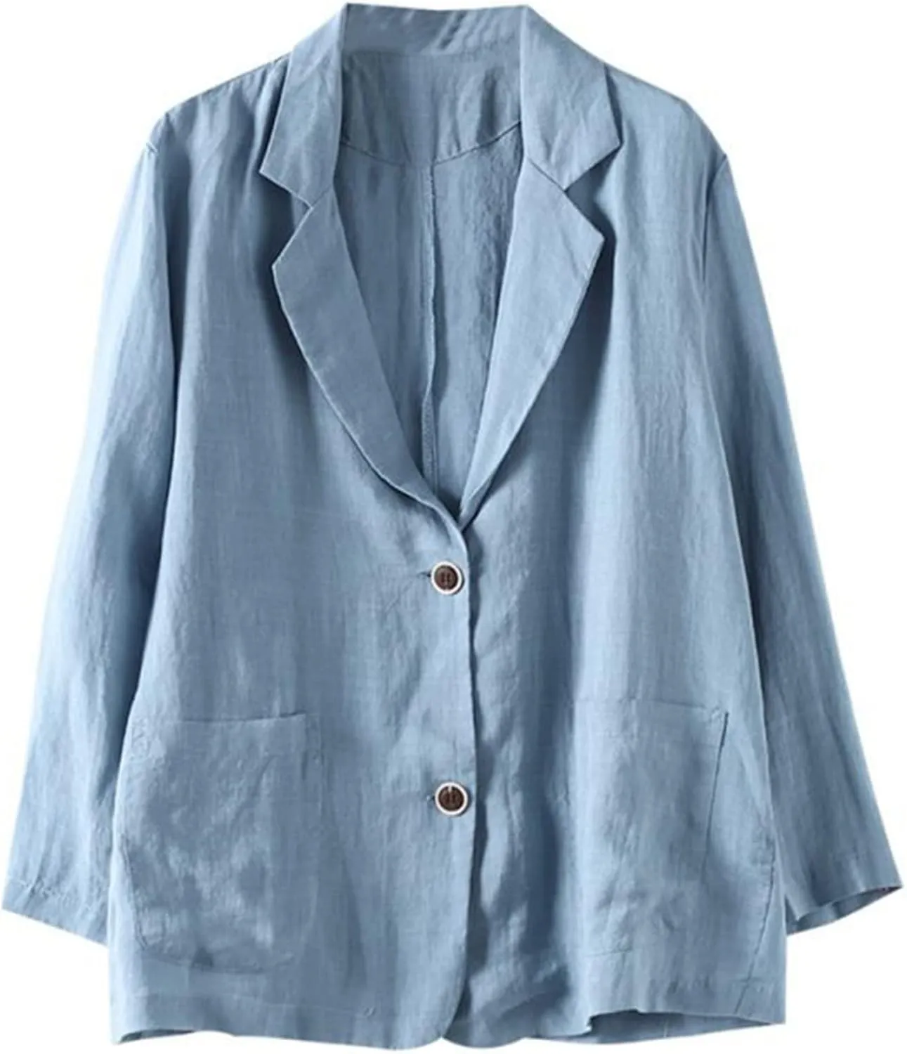 PEHMEA Women's Linen Blazer Jackets 2 Button Thin Leisure Suit Coat Office Work Linen Jacket Suit