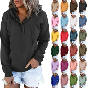 PETYCZEN Oversized Sweatshirts for Women 2023 Fall Clothes Casual Long Sleeve Button Down Y2K Hoodie Drawstring Pullover Tops