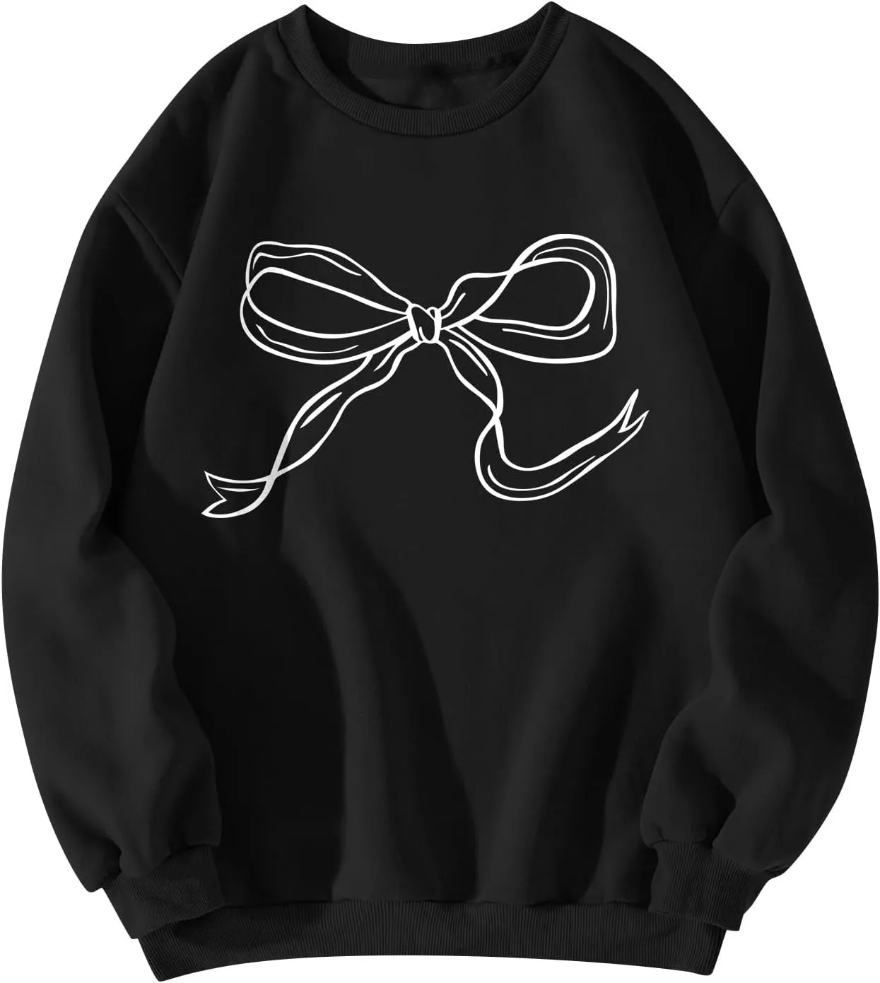 Pink Bow Sweatshirt Oversized Crewneck Sweatshirt Fall Pullover Sweatshirt Long Sleeve Bow Print Sweater Y2k Tops