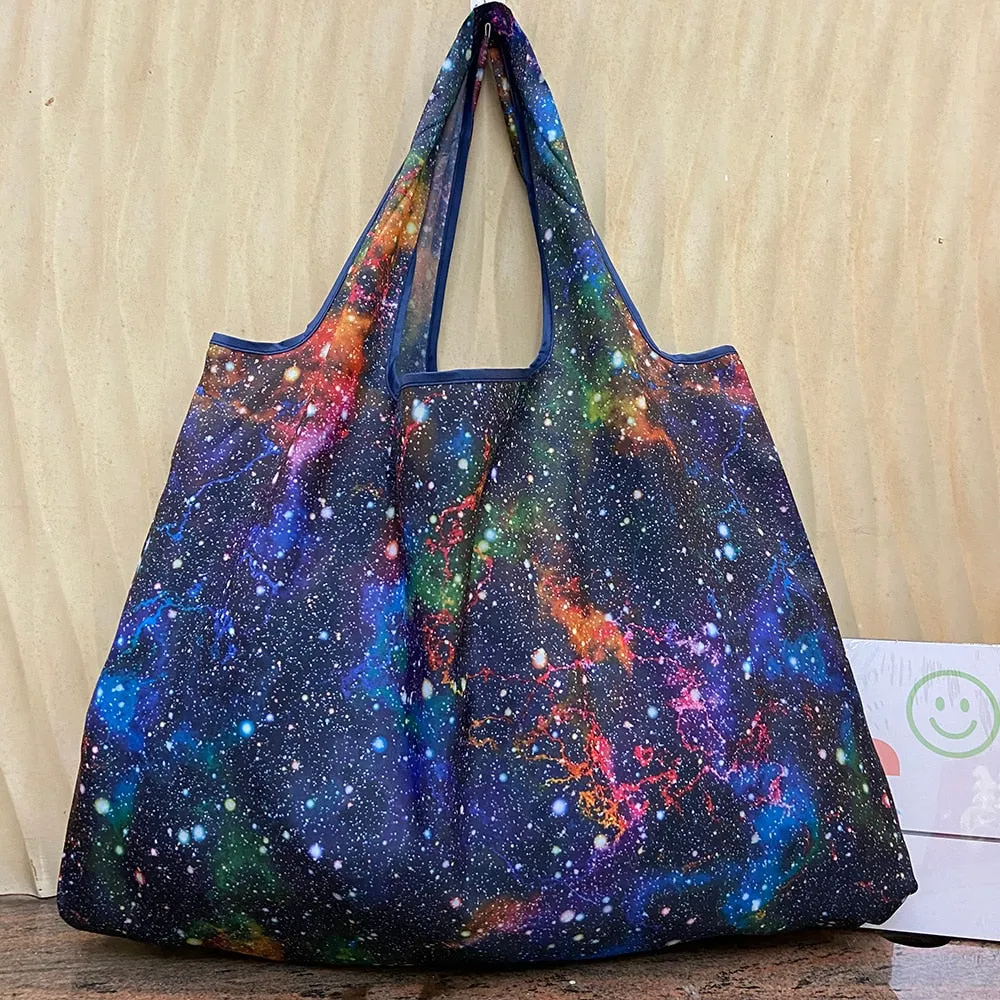 Pink Cartoon Large Capacity Reusable Grocery  Shopping Bag Handbag Foldable Eco Women&#39;s  Washable Gift Bag