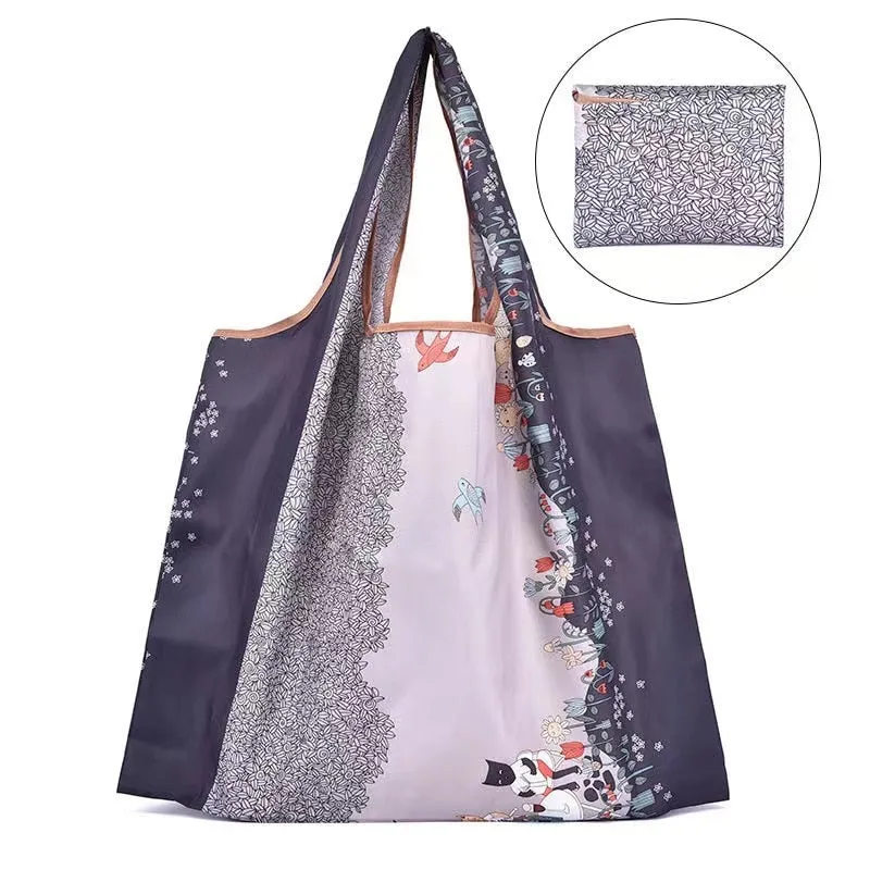 Pink Cartoon Large Capacity Reusable Grocery  Shopping Bag Handbag Foldable Eco Women&#39;s  Washable Gift Bag