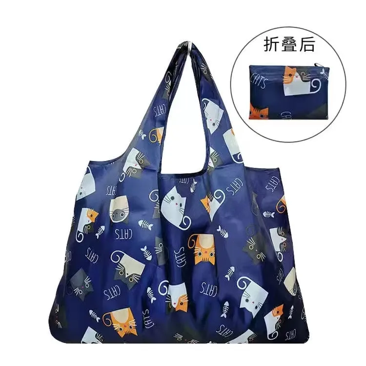 Pink Cartoon Large Capacity Reusable Grocery  Shopping Bag Handbag Foldable Eco Women&#39;s  Washable Gift Bag