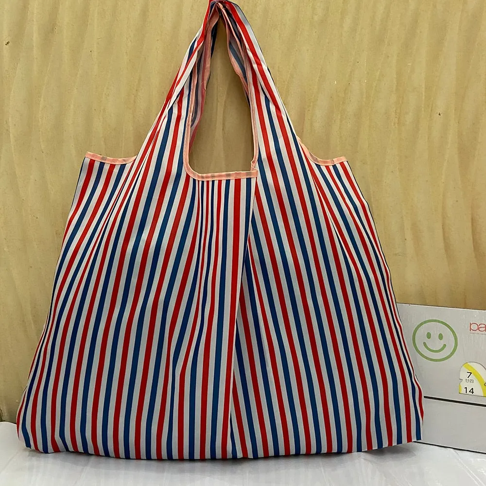 Pink Cartoon Large Capacity Reusable Grocery  Shopping Bag Handbag Foldable Eco Women&#39;s  Washable Gift Bag