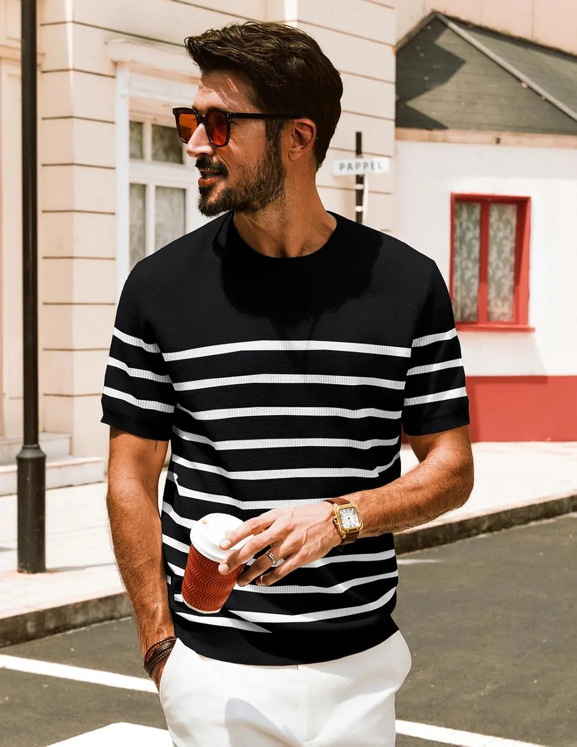 PJ PAUL JONES Mens Casual T-Shirts Classic Short Sleeve Knit Tees Crewneck Solid Tee Shirts