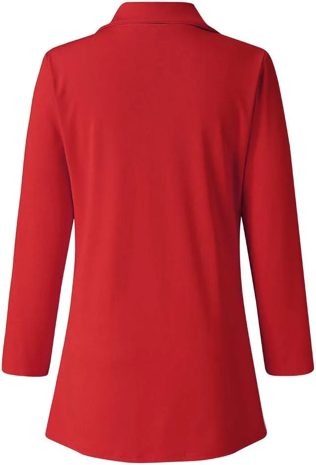 Plus Size Blazers Long Open Front Work Office Stretchy Suit Jackets Cardigans Coats