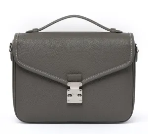 PRE ORDER Graphite grey Togo Leather - "Paris15" Satchel Crossbody bag