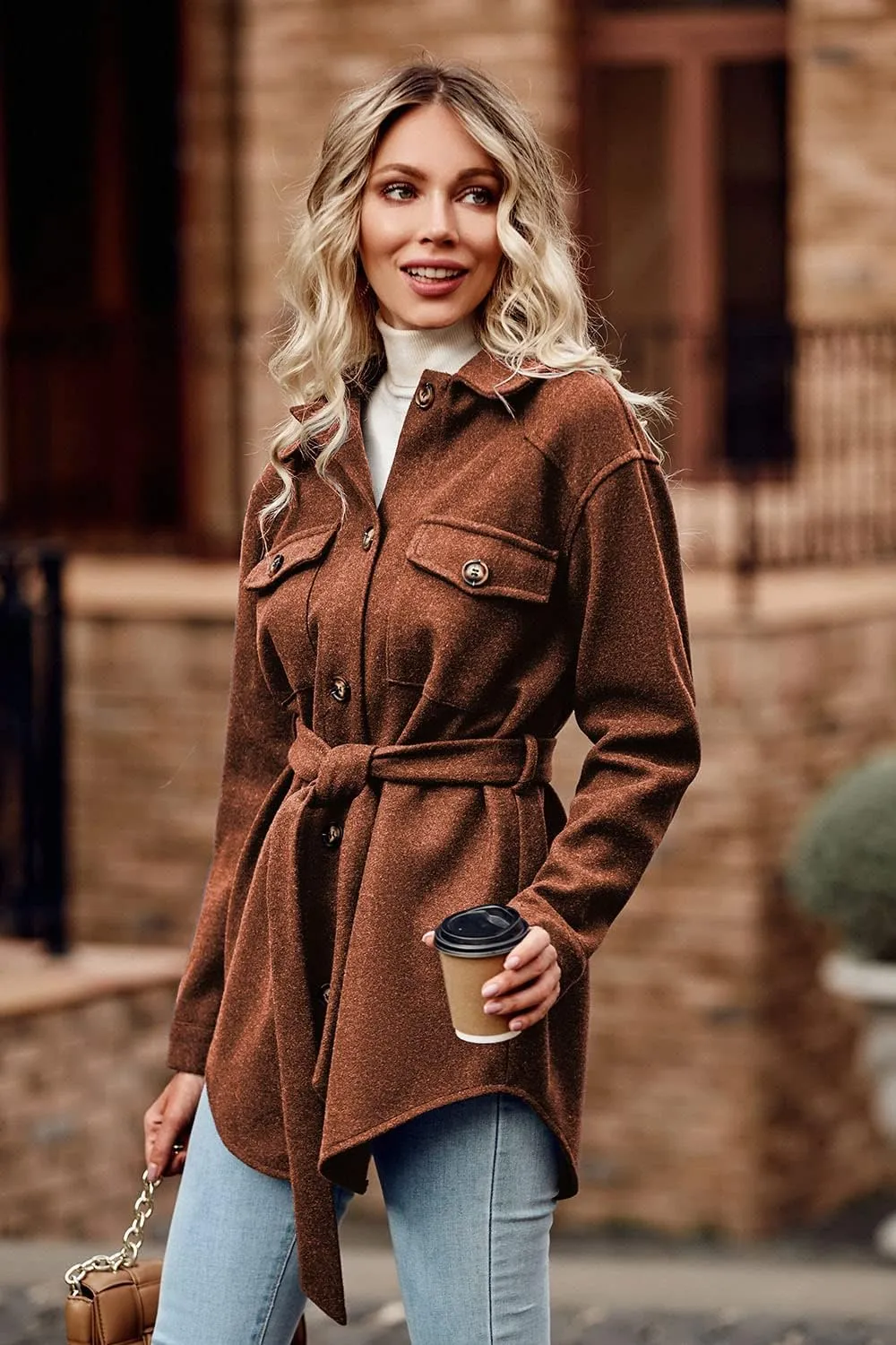 PRETTYGARDEN Women's Fall Fashion Winter Trench Coats Lapel Button Down Peacoat Belted Outerwear Casual Jackets