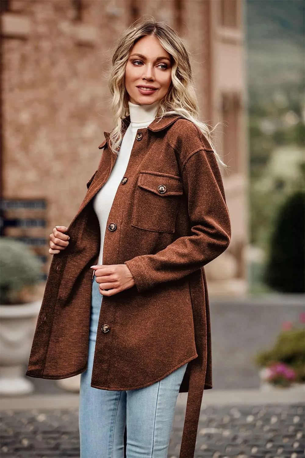 PRETTYGARDEN Women's Fall Fashion Winter Trench Coats Lapel Button Down Peacoat Belted Outerwear Casual Jackets