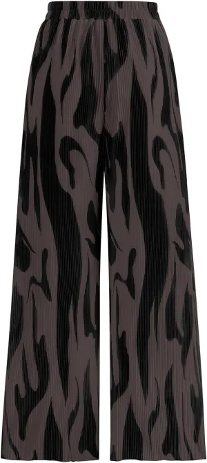 PRETTYGARDEN Womens Pants Dressy Casual Wide Leg Graphic Print Lounge Pants Women Comfy High Waist Pleated Palazzo Pants