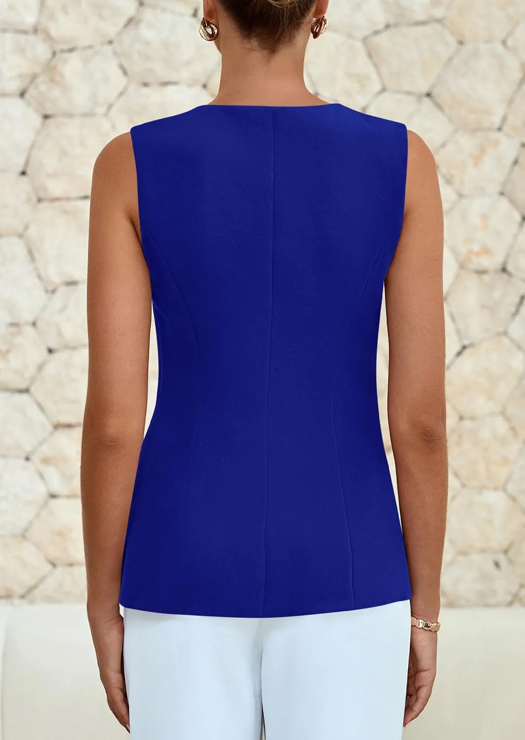 PRETTYGARDEN Women's Sleeveless Blazer Vest Summer 2025 Trendy Button Down Business Suit Vest Tops Outerwear Waistcoat