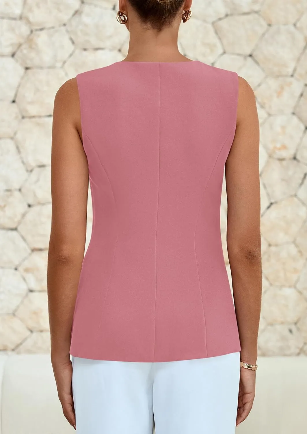 PRETTYGARDEN Women's Sleeveless Blazer Vest Summer 2025 Trendy Button Down Business Suit Vest Tops Outerwear Waistcoat