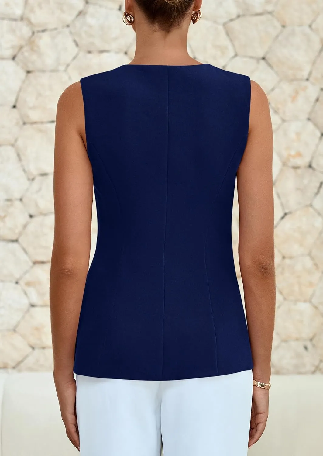 PRETTYGARDEN Women's Sleeveless Blazer Vest Summer 2025 Trendy Button Down Business Suit Vest Tops Outerwear Waistcoat