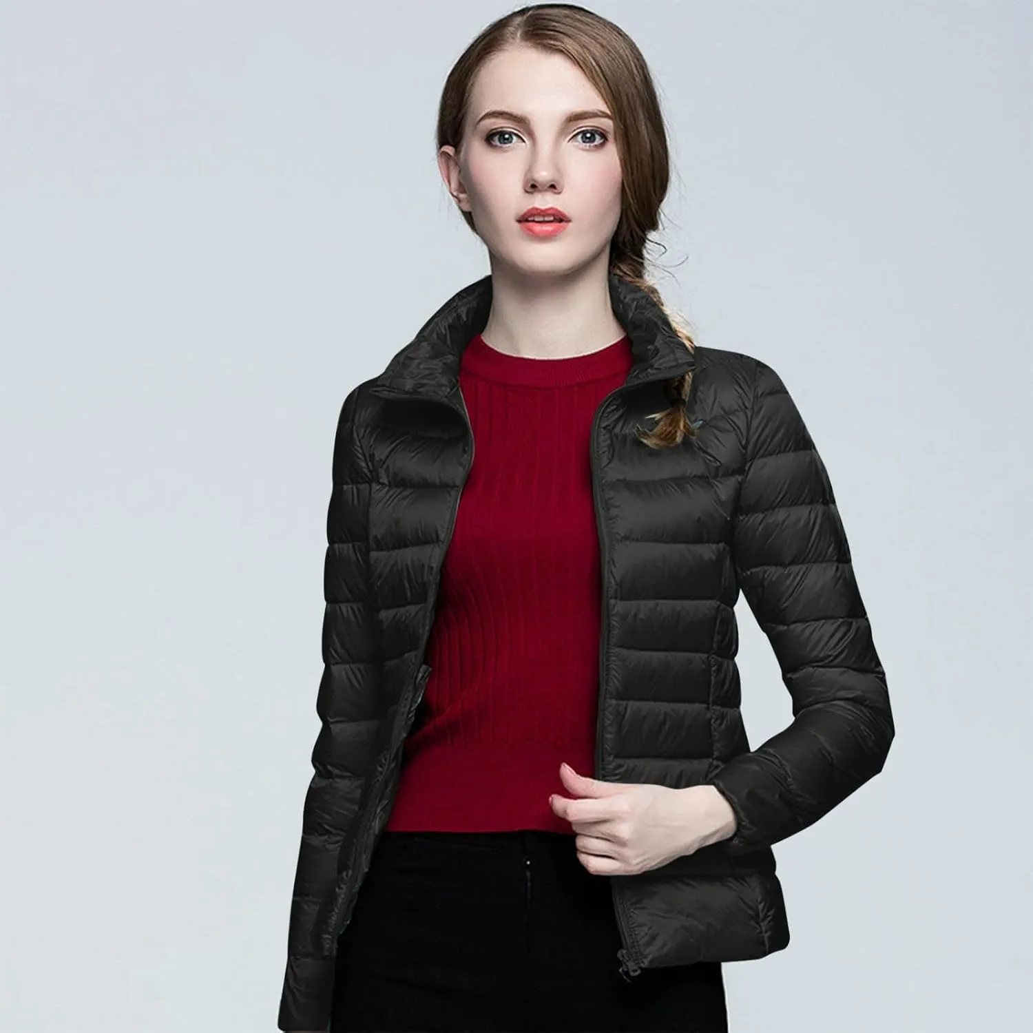 Puffer Jacket for Women Packable Lightweight Fall Winter Down Jacket Warm Slim Fit Casual Bubble Coat for Travel Outdoor