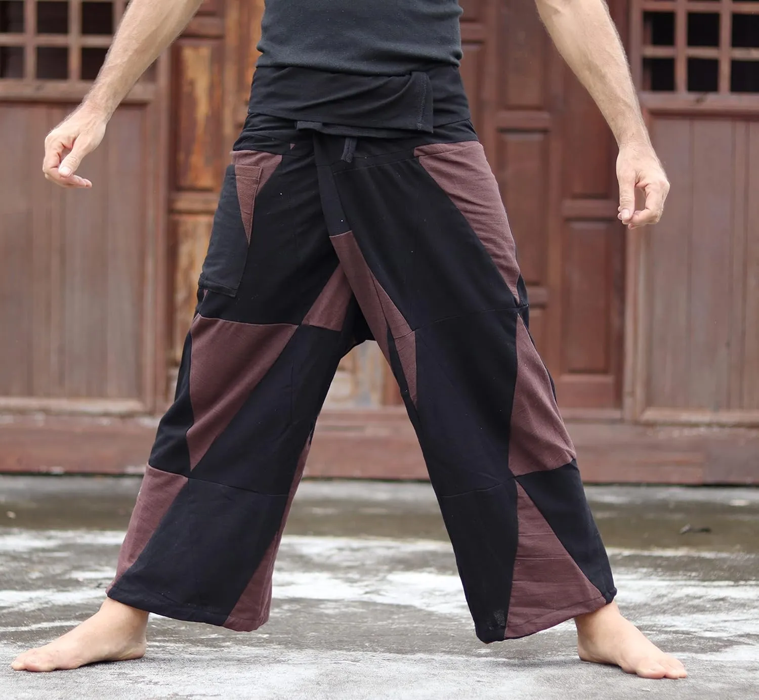 RaanPahMuang Thai Fisherman Pants Men/Women, Loose Yoga, Pirate, Harem Pants, 100% Cotton, Unisex Kimono Pants