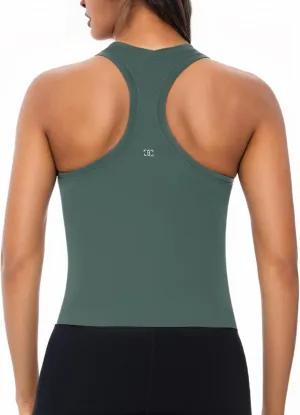 Racerback Workout Tank Tops for Women Sleeveless Gym Tops Cropped Active Yoga Running Shirts