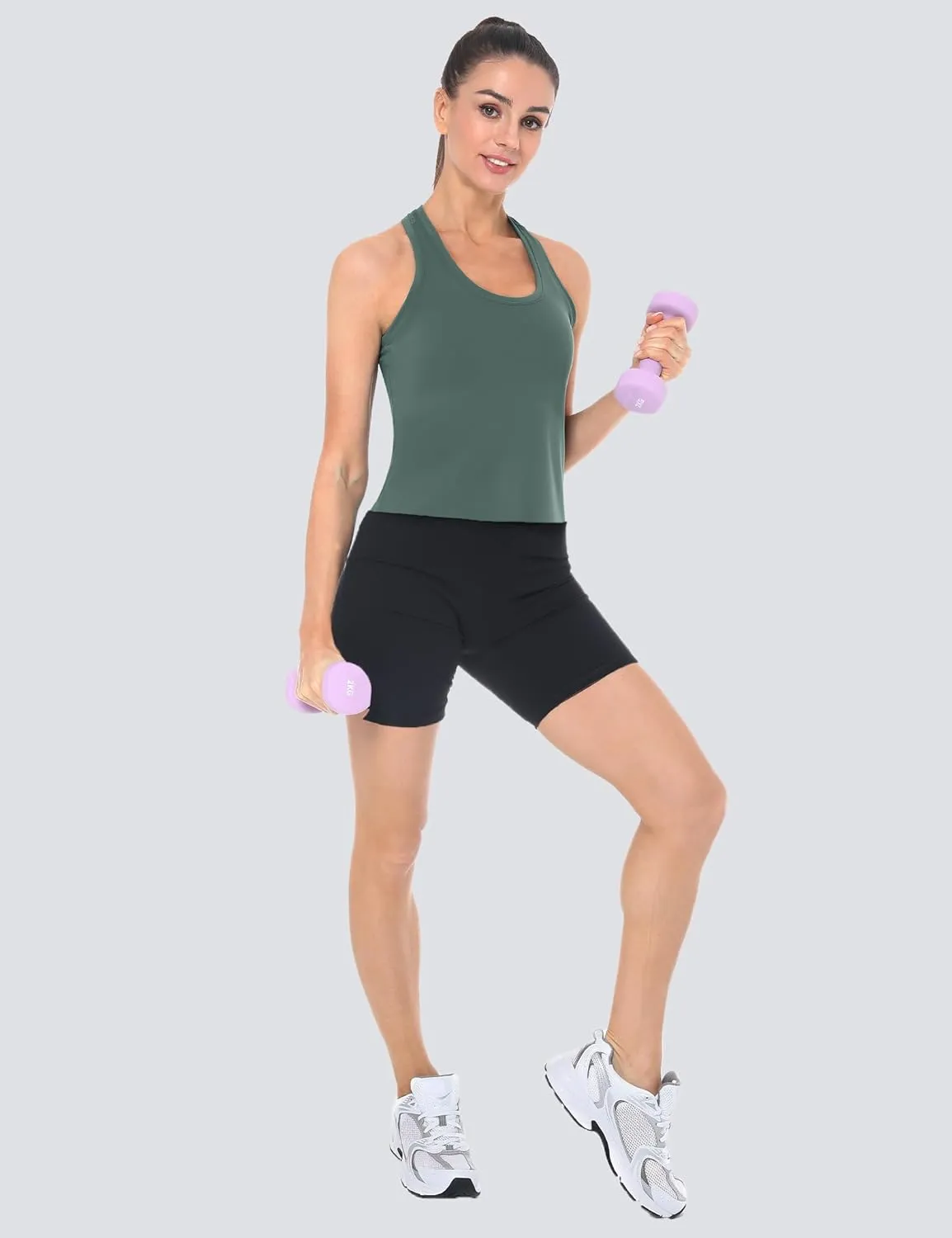 Racerback Workout Tank Tops for Women Sleeveless Gym Tops Cropped Active Yoga Running Shirts
