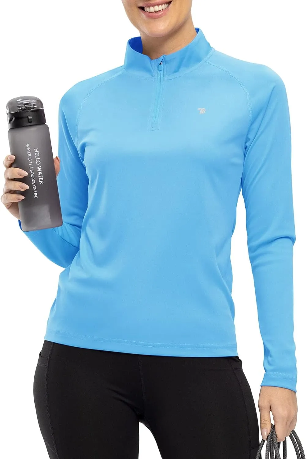 Rdruko Women's Hiking Shirts Quick Dry Long Sleeve UPF 50  Sun Protection Quarter Zip Outdoor Athletic Shirts