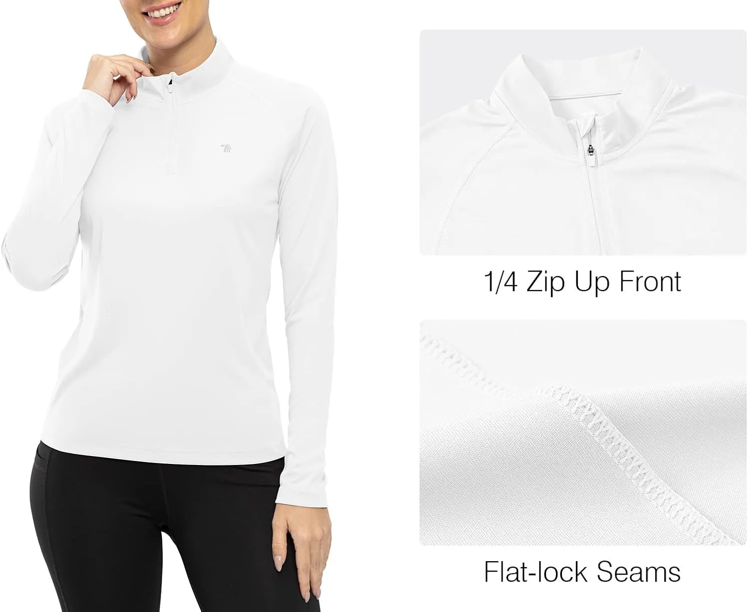 Rdruko Women's Hiking Shirts Quick Dry Long Sleeve UPF 50  Sun Protection Quarter Zip Outdoor Athletic Shirts