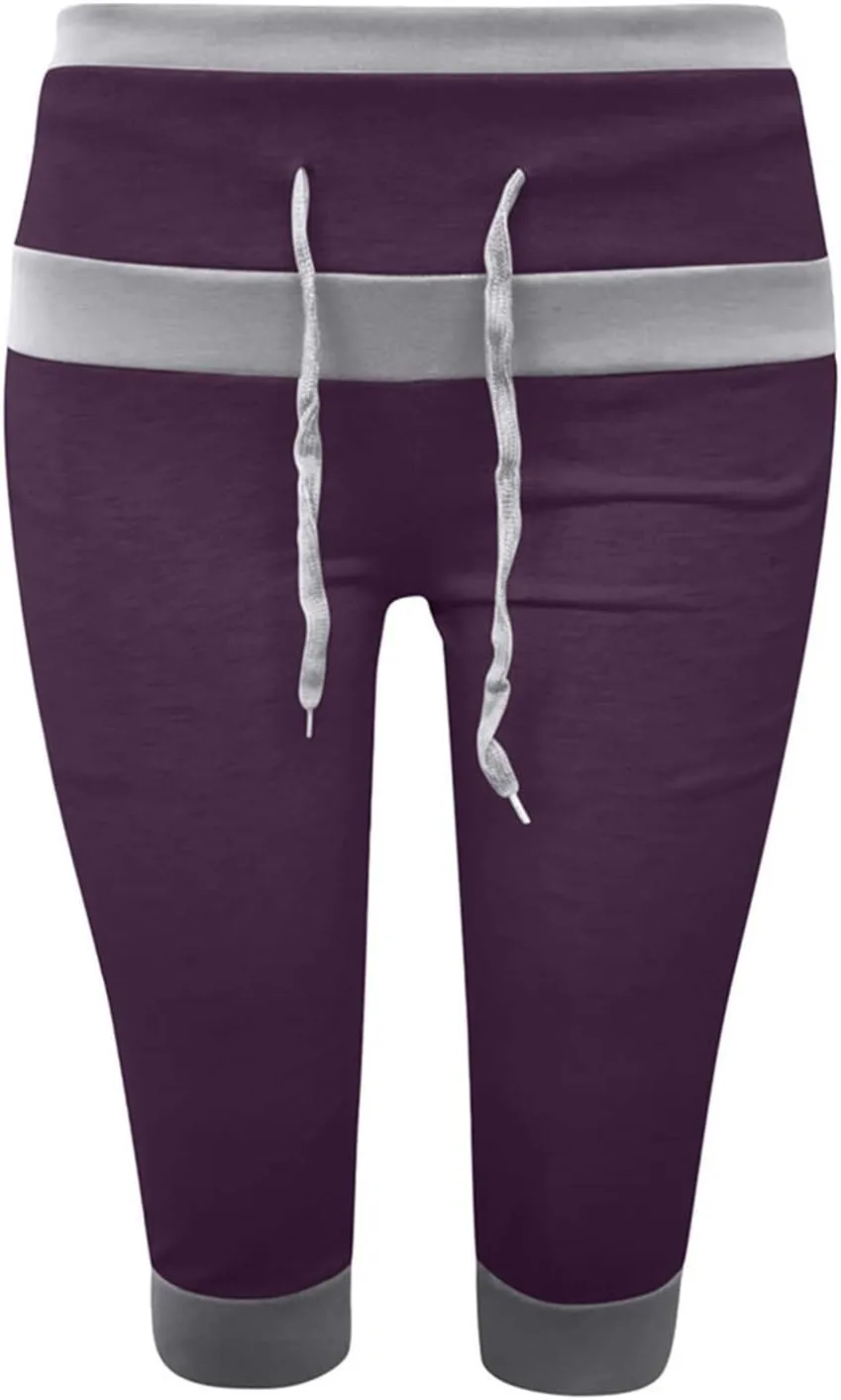 RKSTN Womens Capris for Summer 2025 Casual Yoga Gym Capri Leggings with Drawstring Shorts High Waisted Cropped Beach Pants