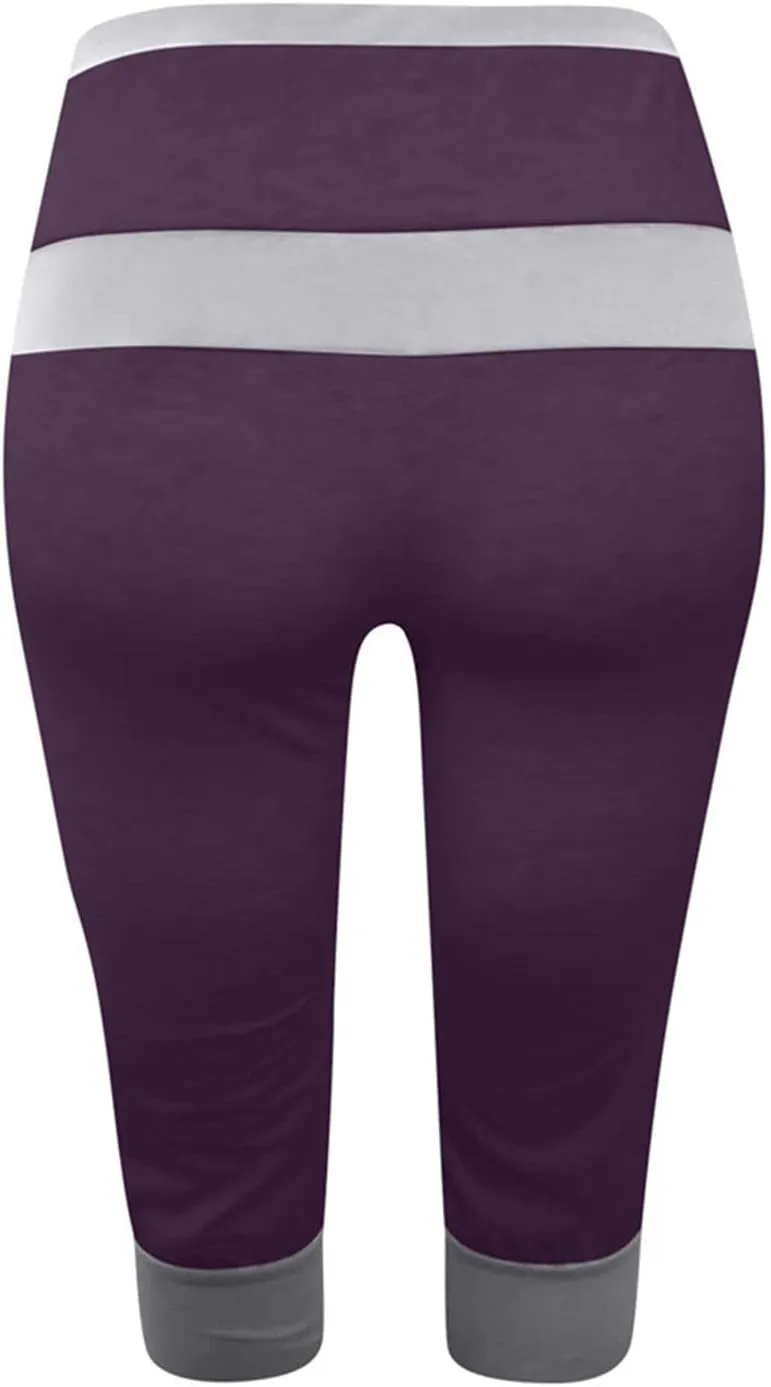 RKSTN Womens Capris for Summer 2025 Casual Yoga Gym Capri Leggings with Drawstring Shorts High Waisted Cropped Beach Pants