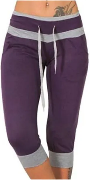 RKSTN Womens Capris for Summer 2025 Casual Yoga Gym Capri Leggings with Drawstring Shorts High Waisted Cropped Beach Pants