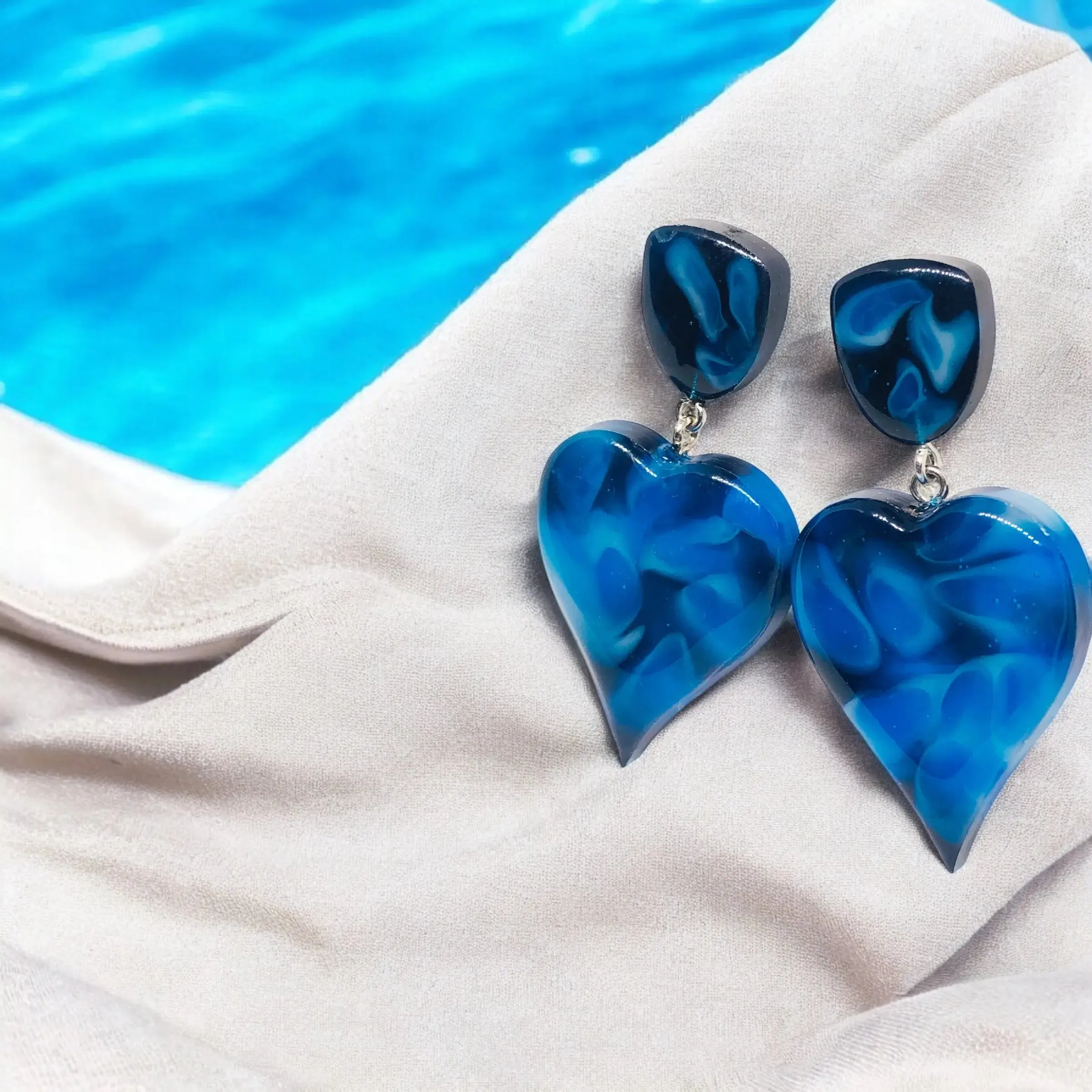 Royal Blue Heart Earrings
