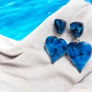 Royal Blue Heart Earrings